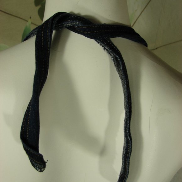 Like New Gas Co Stretch Denim Halter Dress Dark Wash Size 9 Summer Jean Dress - Picture 7 of 11